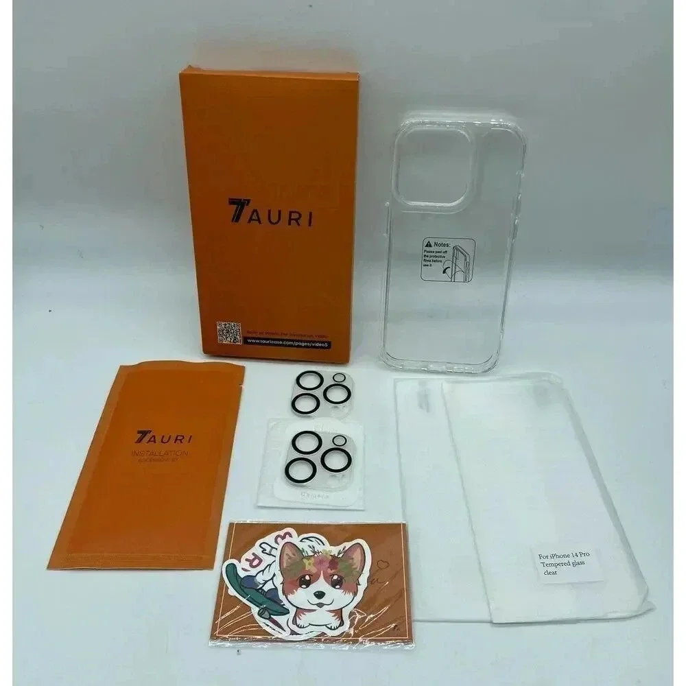TAURI Clear Case for iPhone 14 Pro Case Not-Yellowing 2 Screen & Lens Protectors
